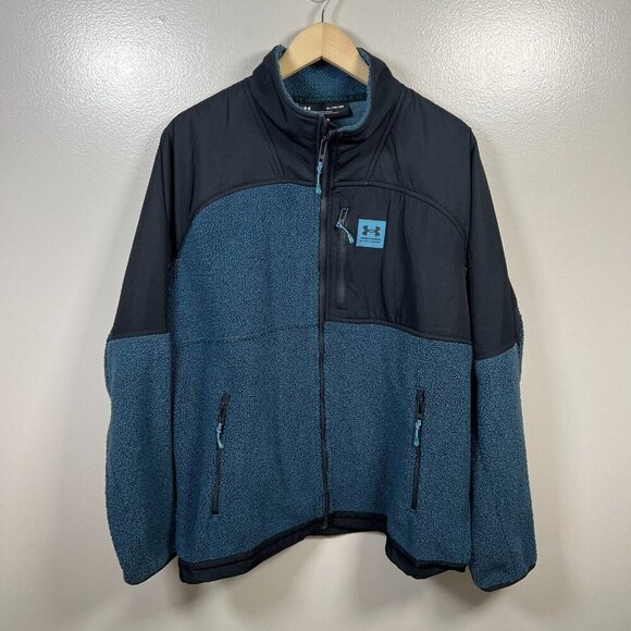 Under Armour Mens Mission Boucle Sherpa Swacket Jacket Size XL UA Full Zip Blue - Picture 1 of 11
